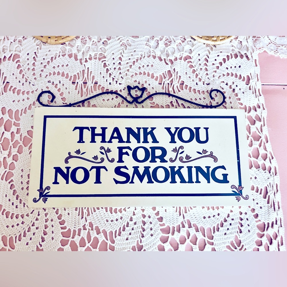 Vintage Wooden Thank You For Not Smoking Sign